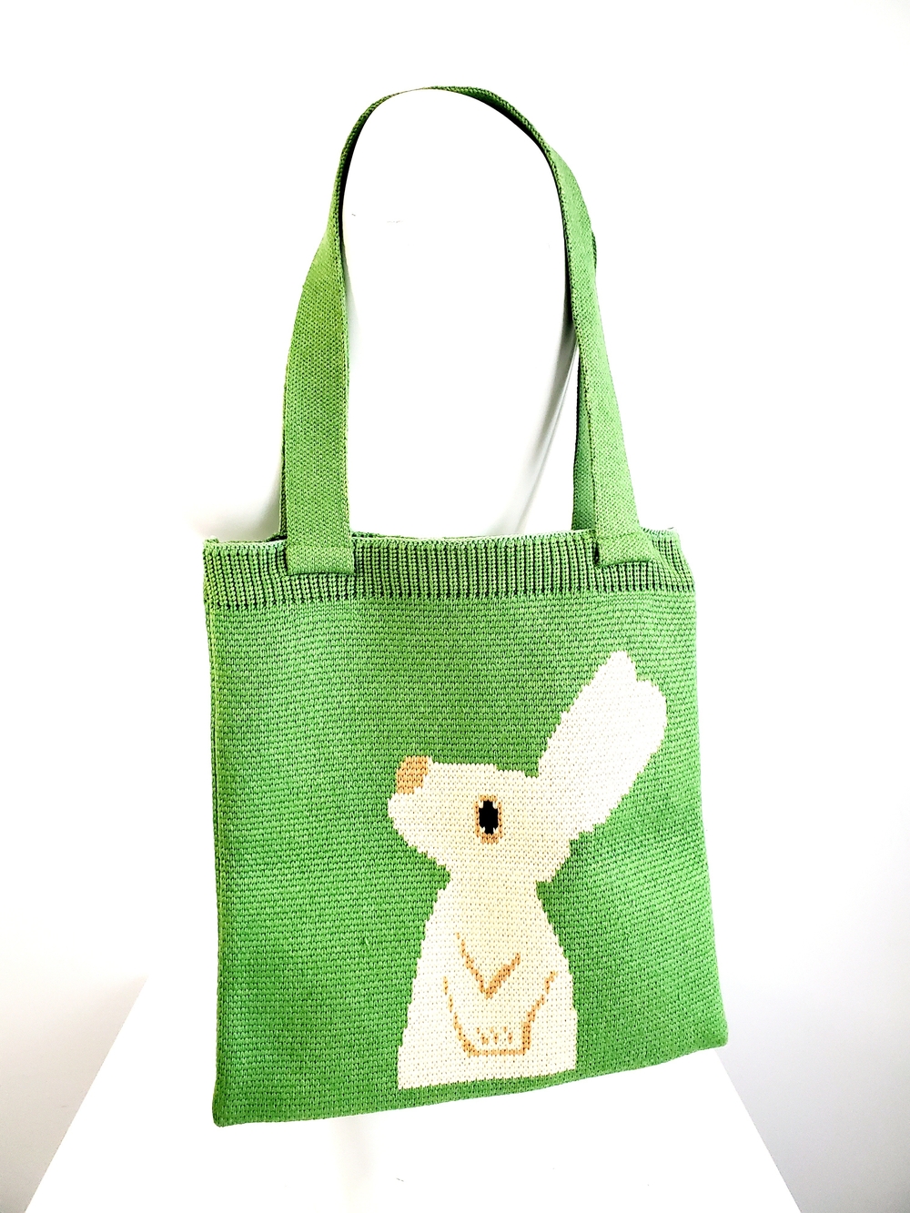 Green Rabbit Knit Tote Bag - Picture 3 of 5